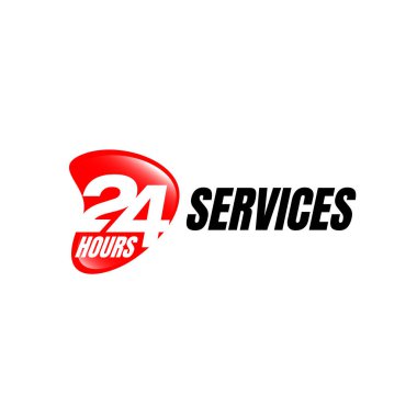 24 saatlik servis logosu vektör simgesi. Gece / gündüz işaretleri beklemede.