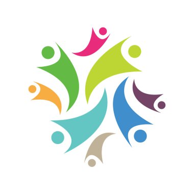 renkli çeşitlilik birliği insanlar topluluk logo tasarım vektörü III