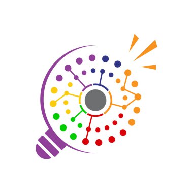 Dot Tech Fikir Ampulü logo tasarım konsepti bağlanıyor