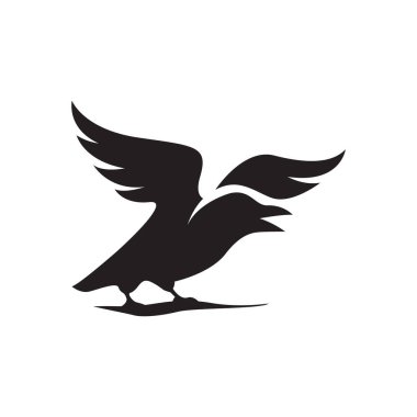 Basit siyah karga kuzgun logosu tasarımı vektör işareti çizimleri