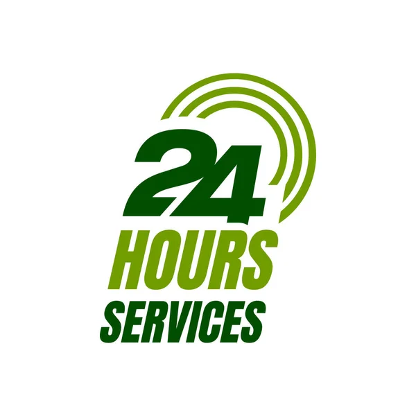 24 timmars service logotyp vektor ikon. Standby 24 / 7 tecken dag / natt se — Stock vektor