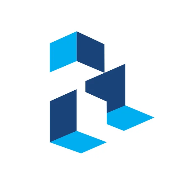 抽象的な正方形の収納ボックスのロゴデザインベクトルイラスト — ストックベクタ