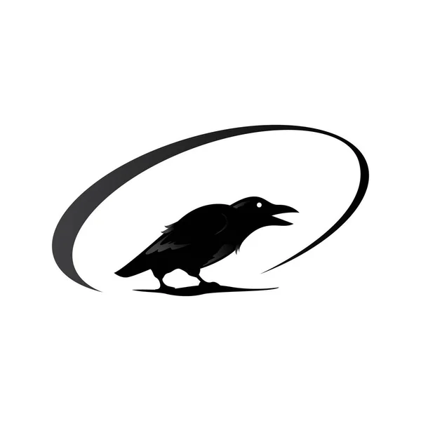 Eenvoudige zwarte kraai raaf logo ontwerp vector teken illustraties — Stockvector