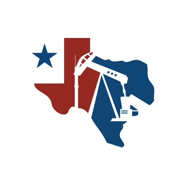 Mapa vetorial da ilustração do projeto do logotipo da plataforma de petróleo texas — Vetor de Stock