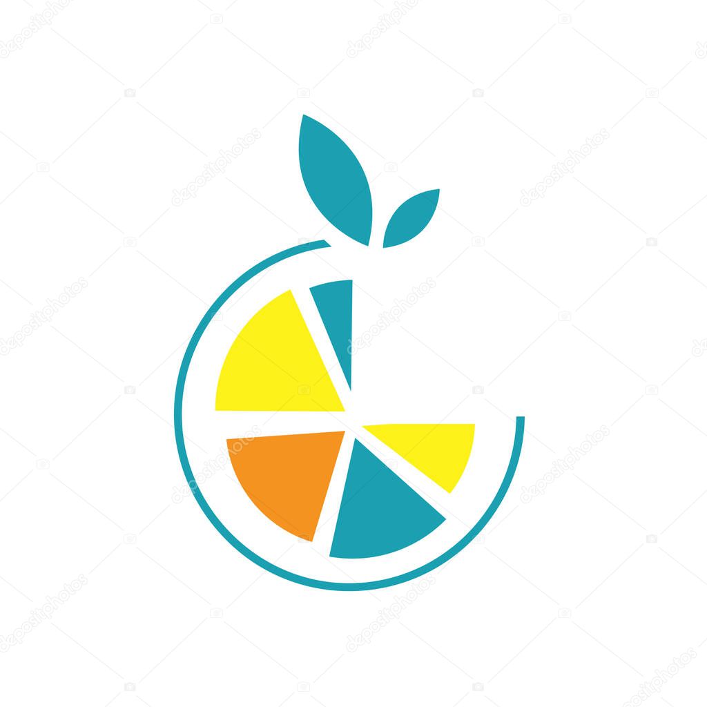 Half orange lemon logo design vector symbol graphic