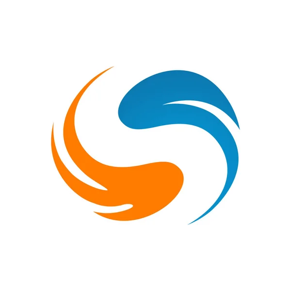 Blau Orange Buchstabe Feuer Wasser Logo Design Vektor Symbol Illustrationen — Stockvektor