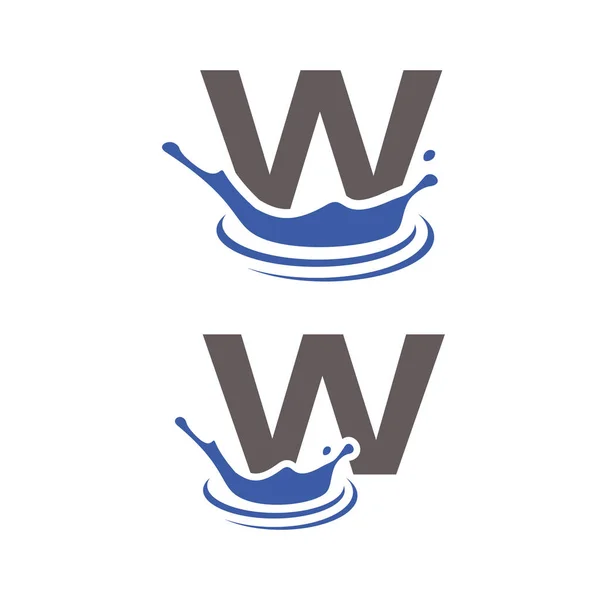 Stříkající Voda Písmeno Počáteční Logo Vektorová Šablona — Stockový vektor