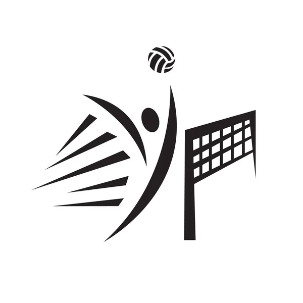 Abstract Volleyball Player Logo Design Vector Illustration — Stock Vector