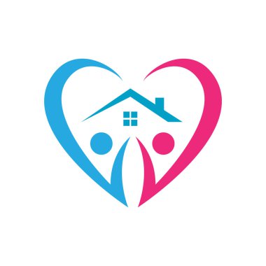 Güzel ev logosu tasarım vektör güzel ev aile bakımı sembollü grafik konsept
