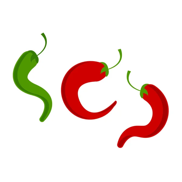 Rojo Verde Caliente Picante Pimienta Chile Logo Vector Plantilla Diseño — Vector de stock
