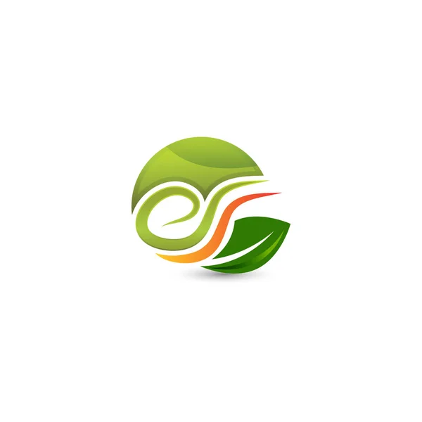 Underbar Natur Enkel Och Modern Växande Gröna Blad Logotyp Design — Stock vektor