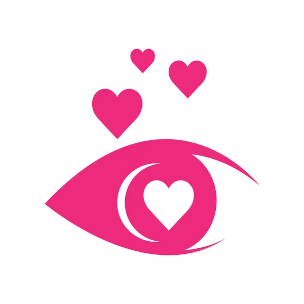 Kärlek Vid Första Anblicken Vackra Ögon Logotyp Design Mall Vektor — Stock vektor
