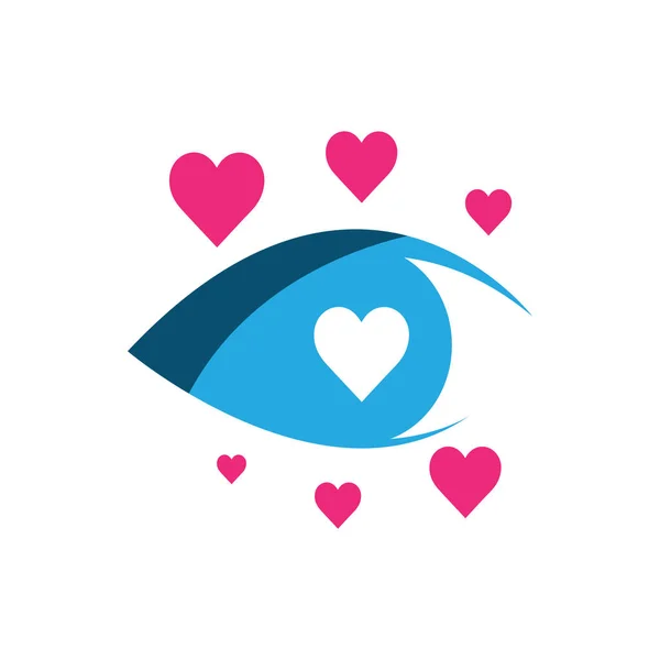 Liebe Auf Den Ersten Blick Schöne Auge Logo Design Vorlage — Stockvektor