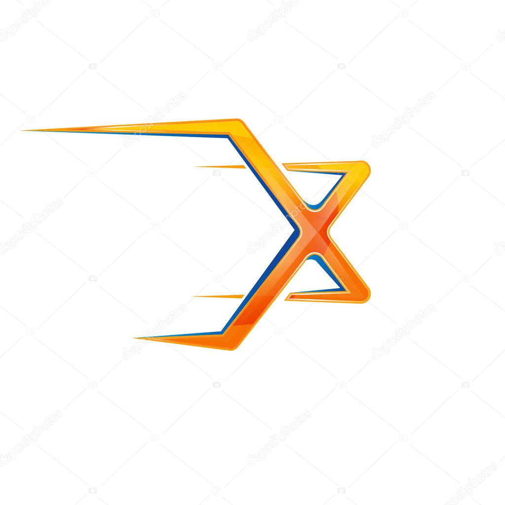 Sporty powerfull initial X Letter logo design vector concept illustration