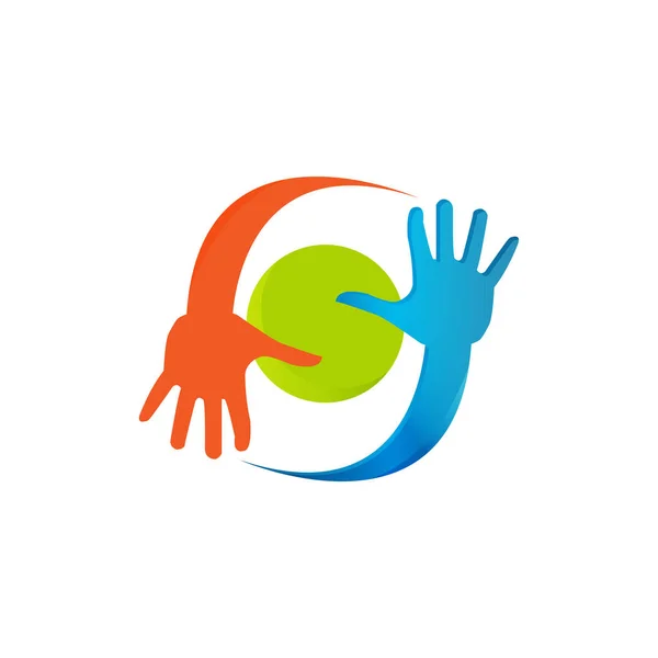 Kolorowe Wektorowe Ręce Palcami Okrągłym Elemencie Kształtu Dla Firmy Logo — Wektor stockowy