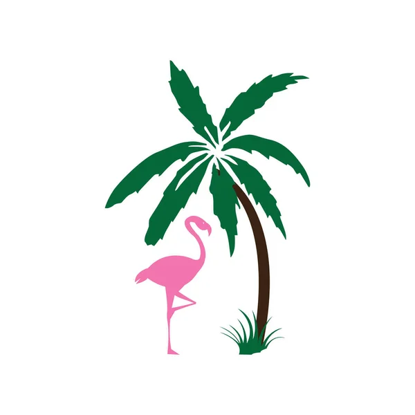 Flamingo Animal Logo Pájaro Con Plantilla Tropical Icono Naturaleza Idea — Vector de stock