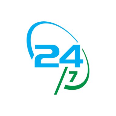 vektör simgesi 24 / 7 işaret işareti 24 saat hizmet logosu 