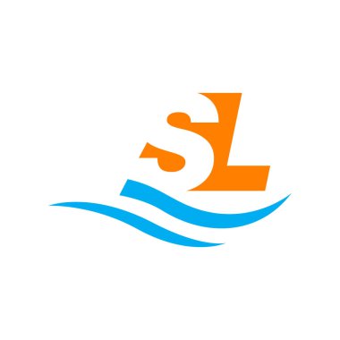 modern yaklaşım su ve ilk SL Letter logo tasarım vektör grafik çizimleri