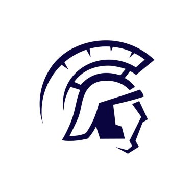 Özel yapım Spartalı logo tasarımı sembolü. savaşçı miğferi ikon vektör illüstrasyonu