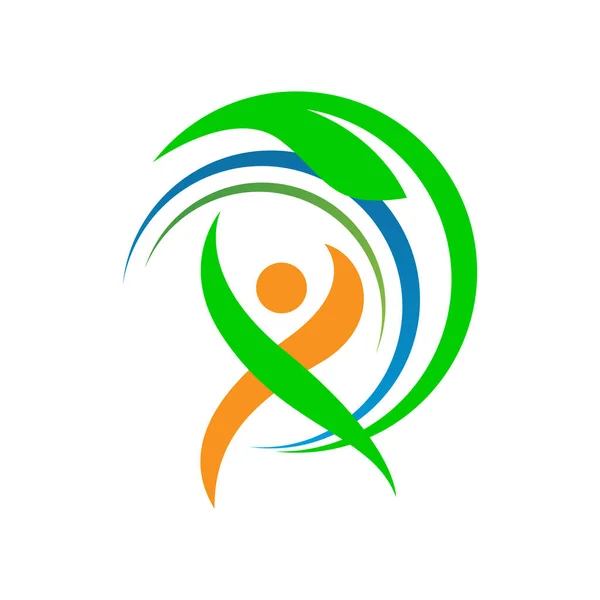 Sağlıklı Sportif Atlama Insanları Logo Tasarım Vektör Şablonu Çizimleri Için — Stok Vektör