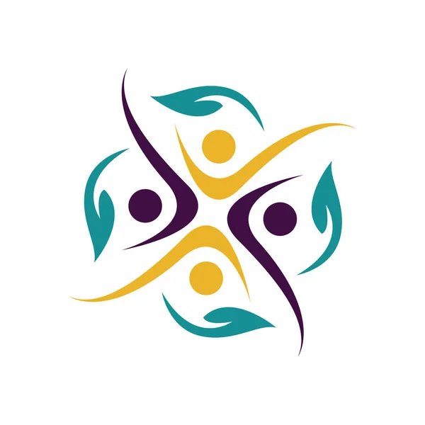 Cercle Arrondi Connecté Unité Vert Personnes Communauté Logo Conception Vectoriel — Image vectorielle