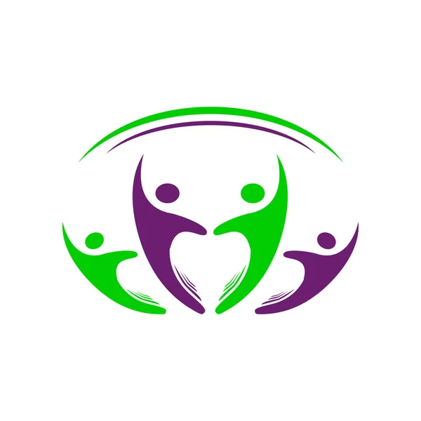 Αφηρημένη Τέσσερα Άτομα Λογότυπο Πρότυπο Διάνυσμα Σχεδιασμό Της Έννοιας Των — Διανυσματικό Αρχείο