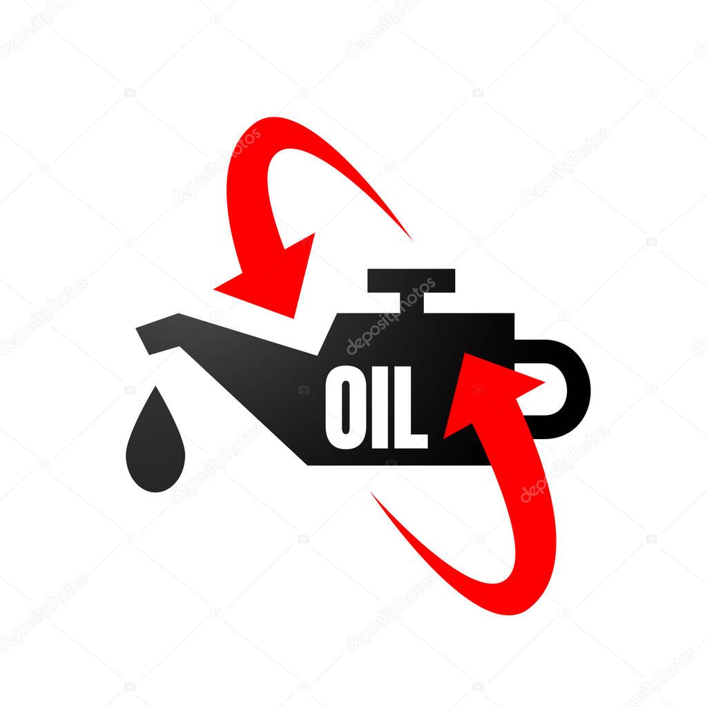 Simple circle arrow sign symbol for automotive engine oil change logo vector icon