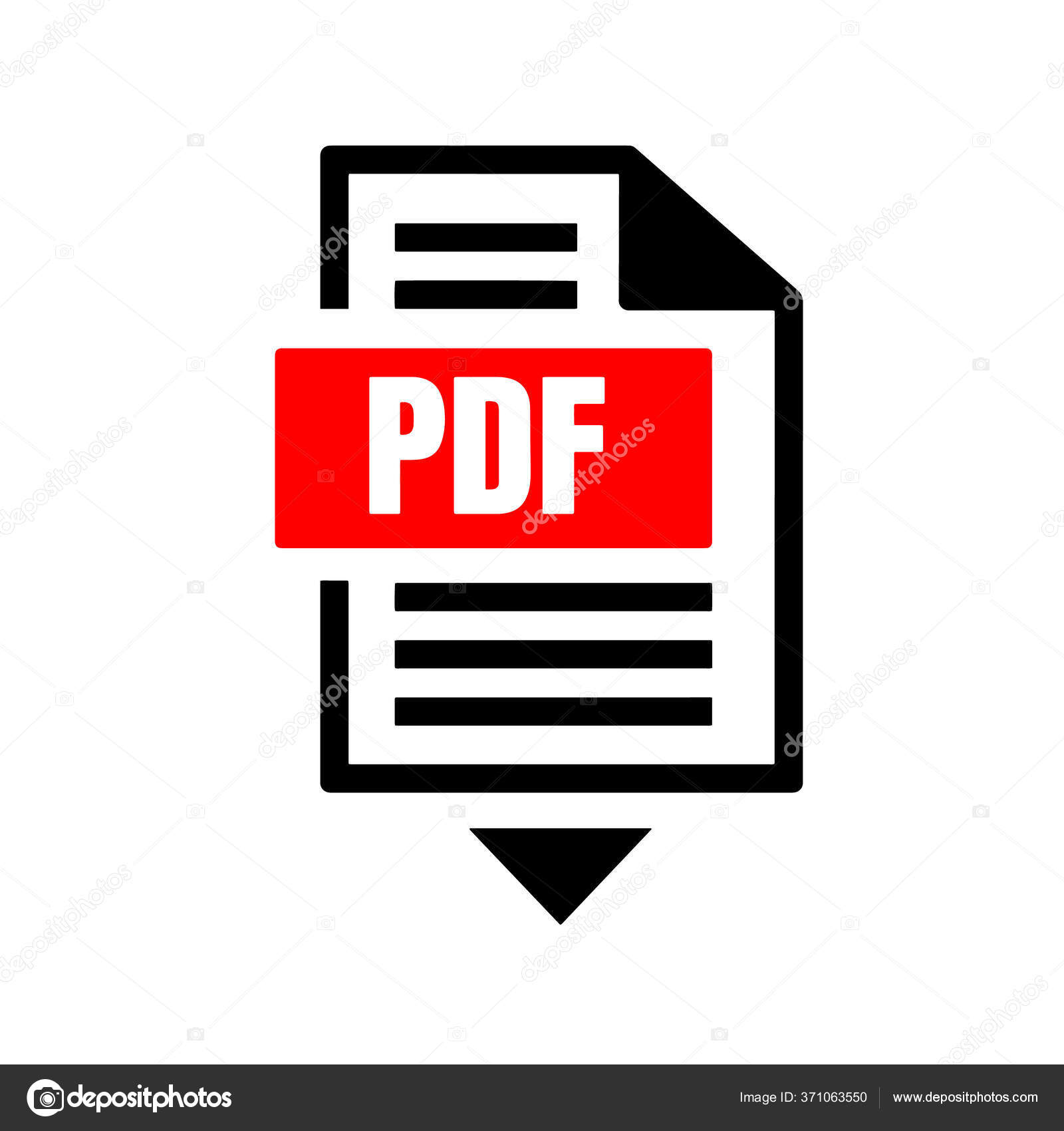 Simple Red Black Flat Sign Pdf Download Icon Button Isolated Vector Image By C Freaktor Vector Stock 371063550