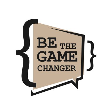 Yaratıcı ilham verici olumlu alıntılar. Oyun değiştirici ol. motivasyon mavi kare arkaplan üzerinde vektör tipografi sancak tasarım kavramı