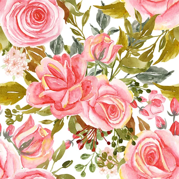 Bezešvé vzor akvarel růžová sladká — Stockový vektor