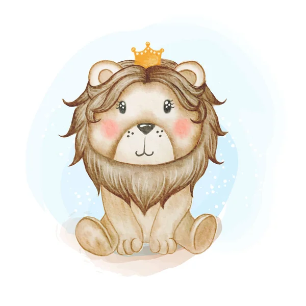 Lindo bebé león rey acuarela ilustración — Archivo Imágenes Vectoriales