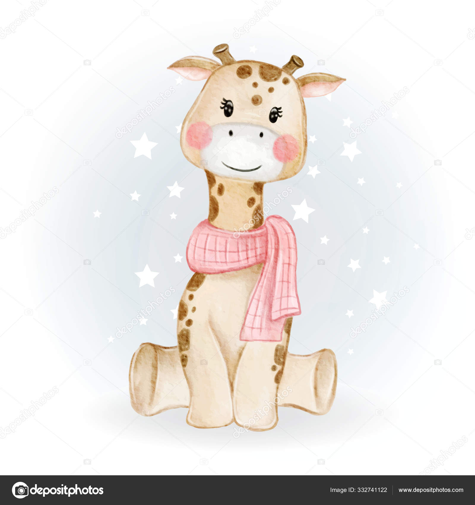 Adorable Cute Kawaii Baby Giraffe Watercolor Illustration Vector Image By C Orchidart Vector Stock Adorable Cute Kawaii Baby Giraffe Watercolor Illustration Vector Image By C Orchidart Vector Stock