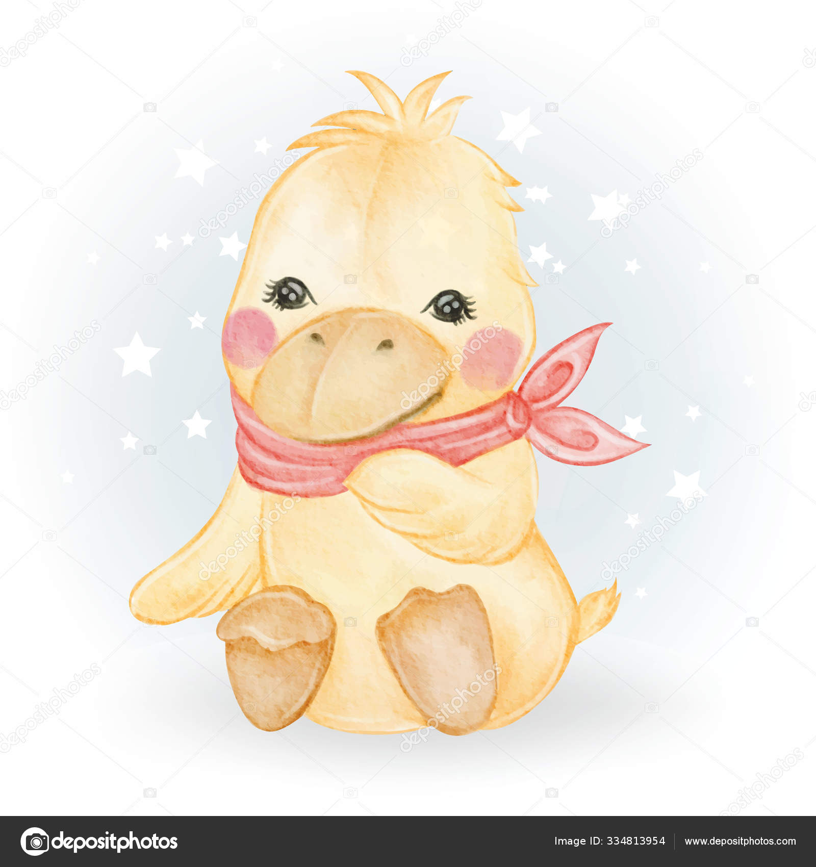 Baby duck adorable watercolor illustration Stock Vector Image by ©orchidart  #334813954