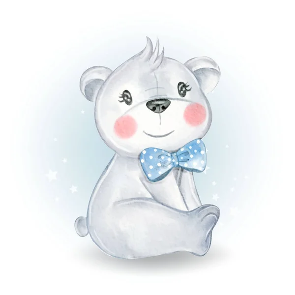 Cute Baby Bear Sit Illustration — Stock Vector