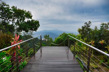 Langkawi 'nin muhteşem manzarası, dağ zirveleri, Gunung Mat Chincang Dağı' nın tepesinden koylar.