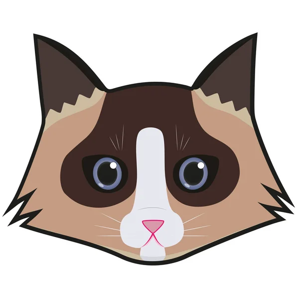 Hermosa Cara Dibujos Animados Gato Chatacter Perfecto Para Las Vacaciones — Vector de stock