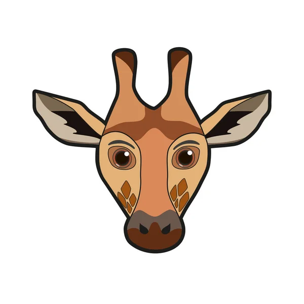 Mignon Dessin Animé Girafe Visage Personnage — Image vectorielle