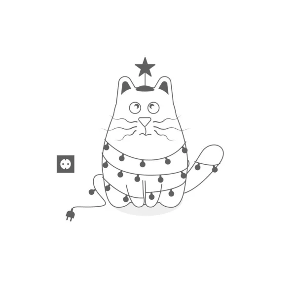 Симпатичный Эмоциональный Кот Идеально Подходит Открыток Наклеек Печати — стоковый вектор