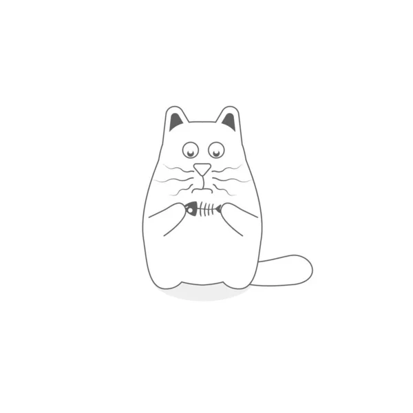 Lindo Personaje Gato Emocional Perfecto Para Las Postales Pegatinas Impresión — Vector de stock