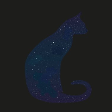 Fikirlerin için yıldız kedi silueti