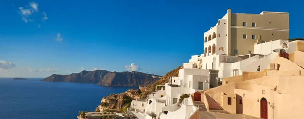 Mooie Santorini Griekenland Appartementen Huizen Met Uitzicht Vulkanische Caldera Oia — Stockfoto