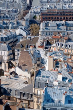 Paris 'in çatıları Notre-Dame Katedrali' nin kulesinden fotoğraflandı. Bu resim tonlandırılmış.