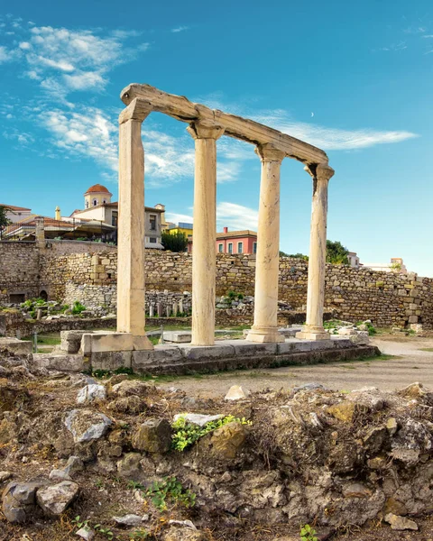 Hadrian Library North Side Acropolis Athens Greece Panorama Image Toned — Stock Photo, Image