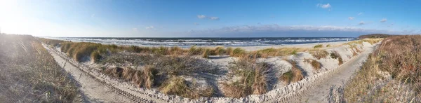 Hiddensee Utanför Den Baltiska Kusten Norra Tyskland Panoramabild Cykelväg Och — Stockfoto