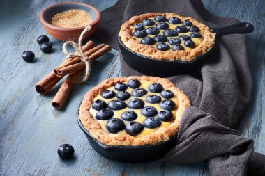 Vanilyalı kremalı leziz yabanmersinli tartlar.