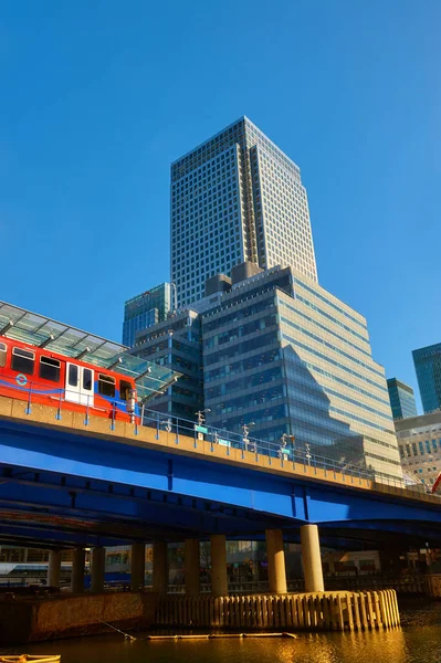 DIT train at station in Canary Wharf District, London — стокове фото