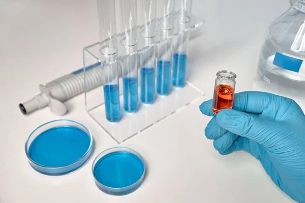 Vědecké zázemí v modré, bílé a oranžové — Stock fotografie