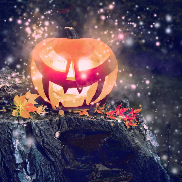 Halloween pompoen buitenshuis — Stockfoto
