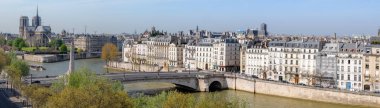 Paris, görüş noktasından üst kısmında Enstitüsü Arap dünyası, Notre Dame Katedrali ve Seine Nehri ile havadan görünümü