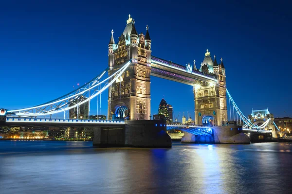 Londyn Mostu Tower Bridge Nocą — Zdjęcie stockowe